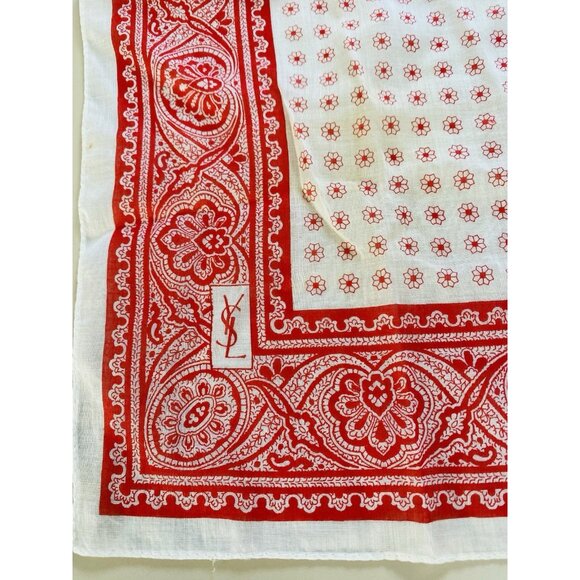 Vintage Yves Saint Laurent 18" Handkerchief Scarf YSL Floral Neckerchief Bandana - Picture 13 of 13